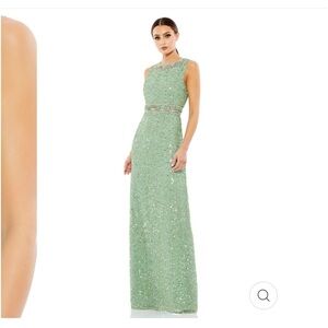 Mac Duggal Green Sequin Gown